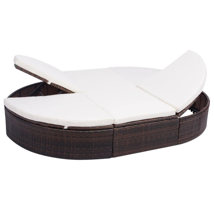 Latitude Run® Lounge Bed with Cushion Poly Rattan Lounge Bed Furniture
